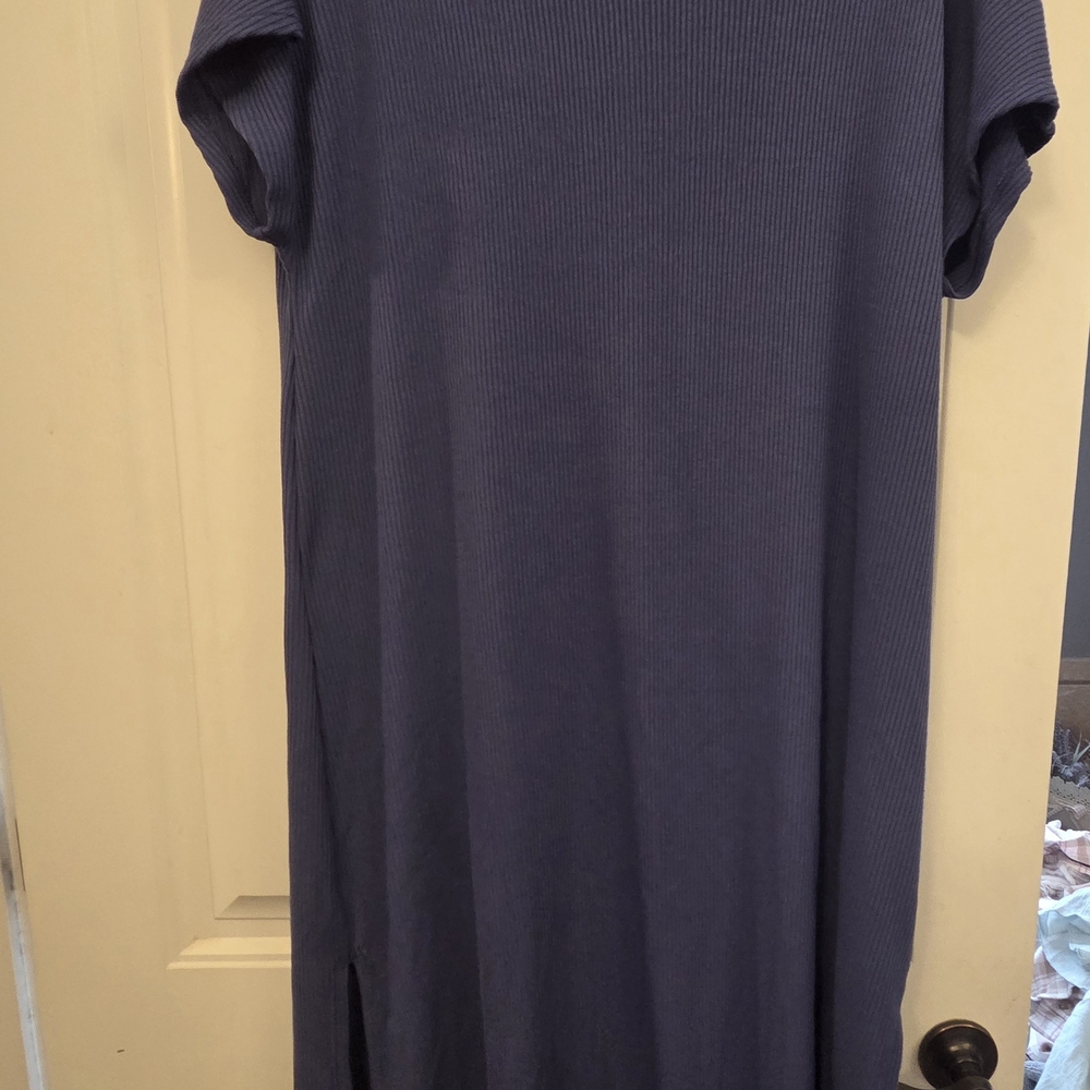 Time and Tru Navy Ribbed Short Sleeve Dress